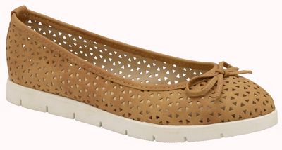 Tan 'Tricia' ladies slip on cut out loafers